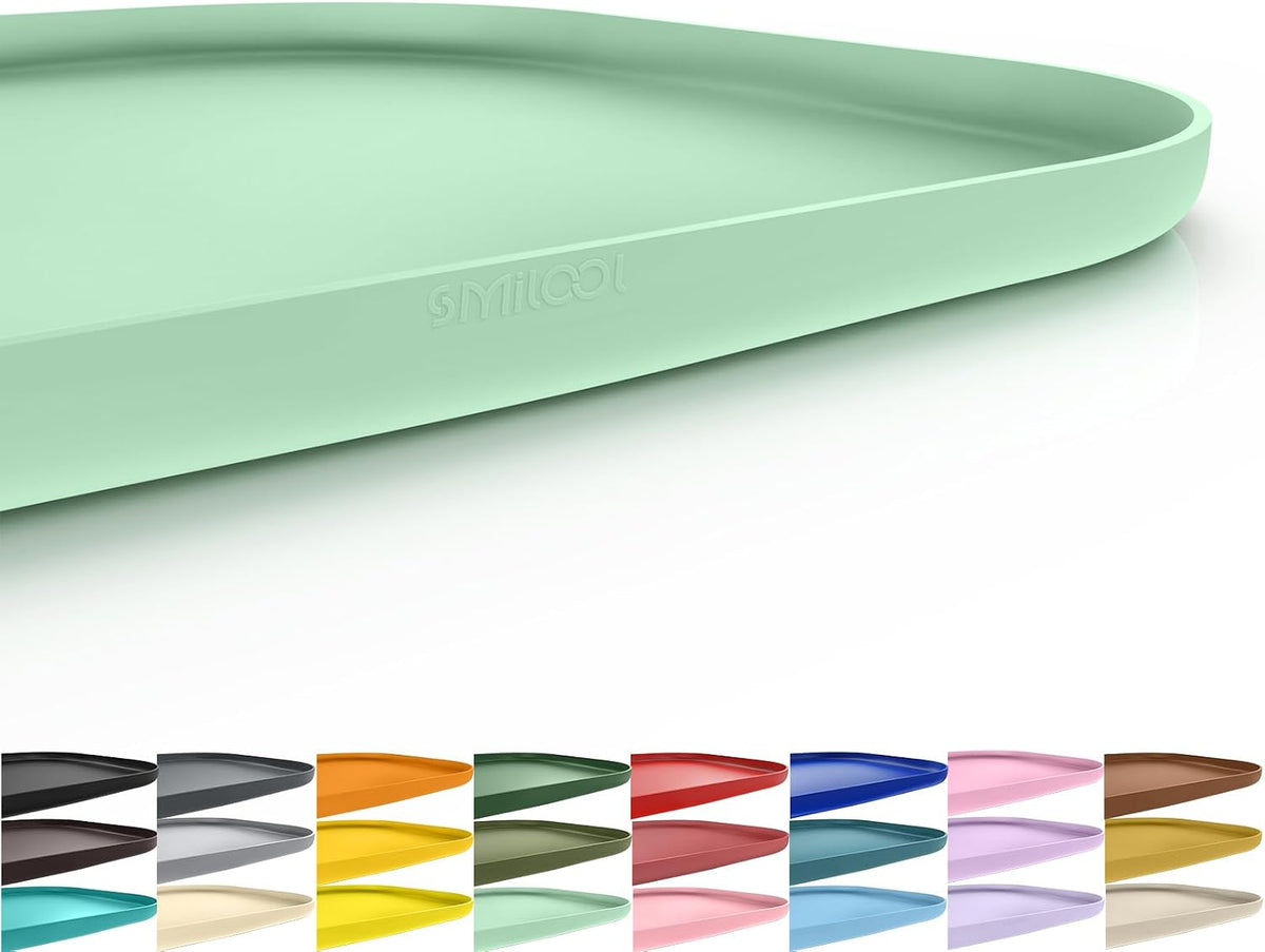 SMILOOL Waterproof Silicone Pet Food Mat with Raised Edge for Dog - Mint Green / 22"L x 14"W