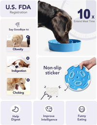 LE TAUCI Ceramic Slow Feeder Dog Bowls Small Breed - Vortex Blue / L-3 Cups - image 3