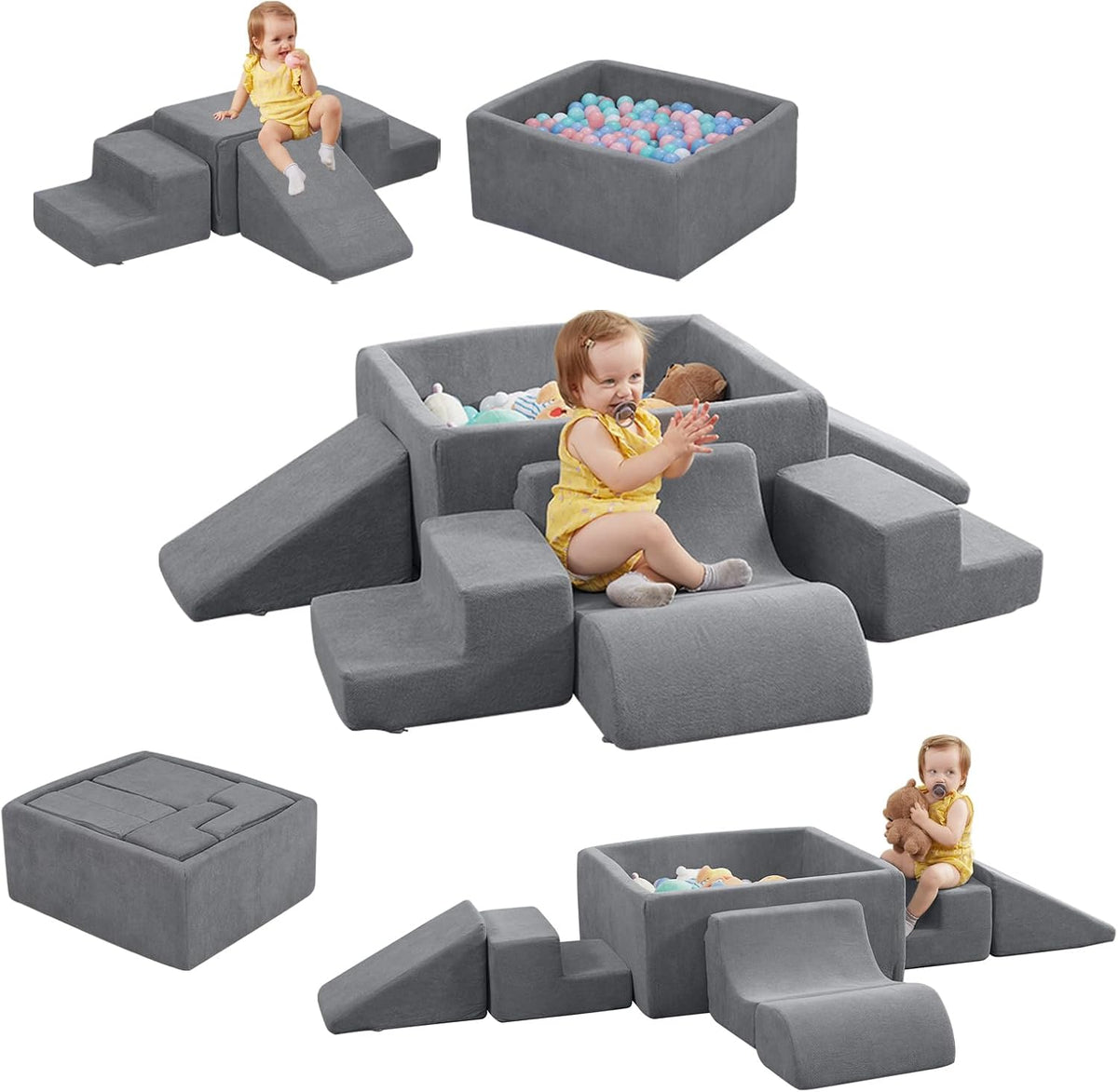 STAOLENE 6 piece soft foam climbing blocks for toddlers with ball pit, stairs and ramps - view 2