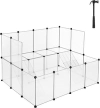 SONGMICS Pet Playpen with Floor, Small Animal Playpen – Essentials for Small Pets - White / 20 Panels - 56.3"L x 42.5"W x 36.2"H