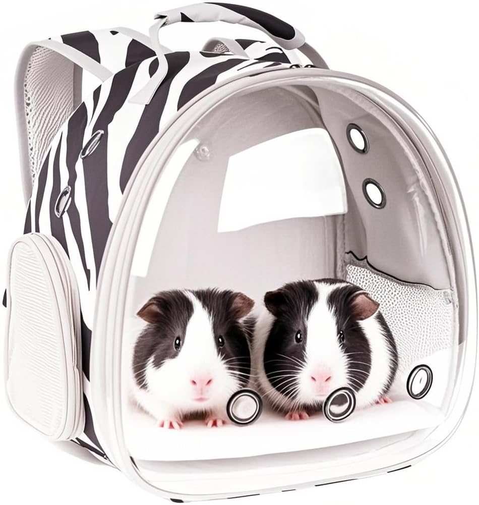 Portable Small Animal Backpack Travel Breathable Pet Carrier Bag - Zebra Print / Backpack