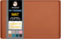 MateeyLife Silicone Cat & Dog Food Mat for Floors Waterproof - Brown / 22"L x 14"W