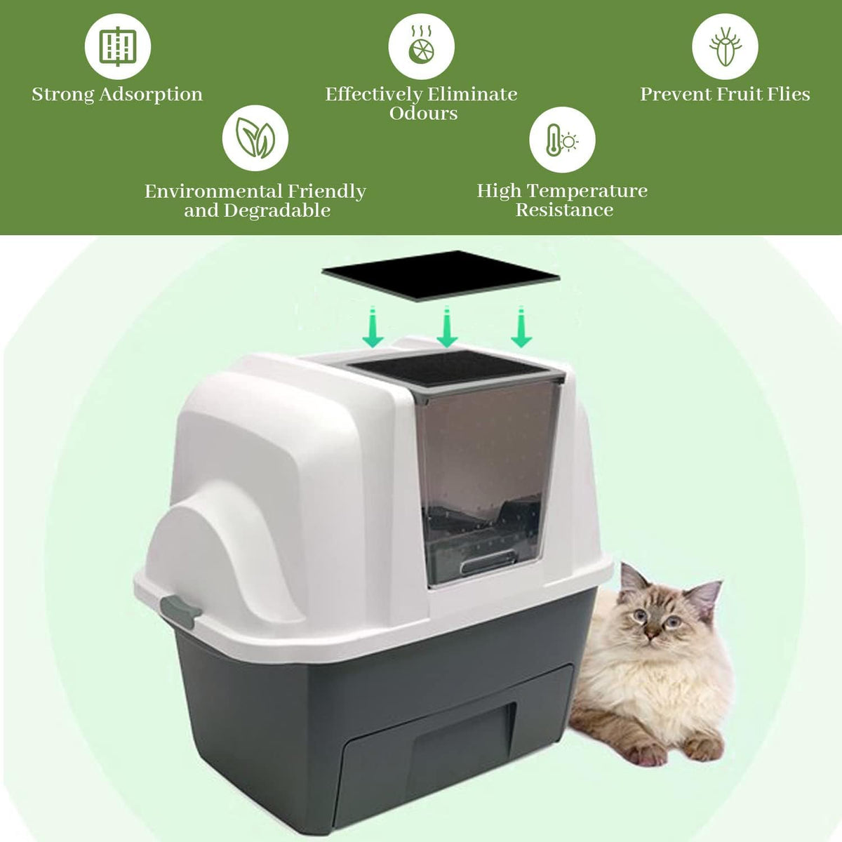 10 Pack Cat Litter Box Charcoal Filters Replacement Carbon Odor - image 2