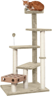 FurHaven 69.3" Tall Cat Scratching Post Tower for Indoor Cats - Cat Tower / Playstairs Playground (Cream)