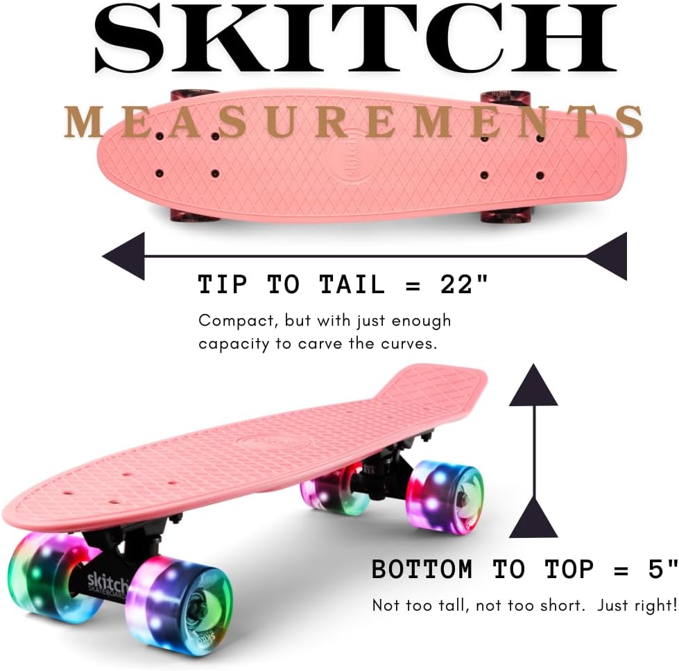 SKITCH Skateboards for Kids, Teens and Adults - [Bubblegum Pink] LED+ - image 3