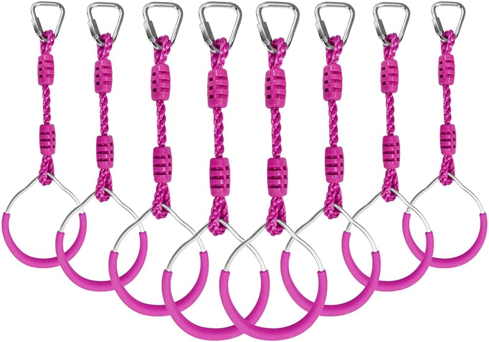 Swing Gymnastic Ring Warrior Obstacle Course Slackline Climb Trapeze - 8 Pack / Purple
