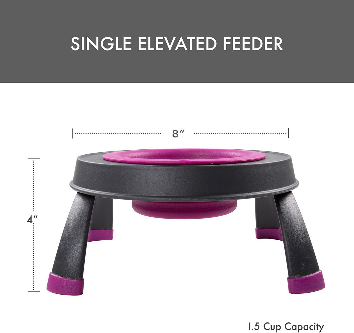 Dexas Pets Elevated Pet Feeder, 4 Cup Capacity - Small/1.5 Cup Capacity / Fuchsia - image 2