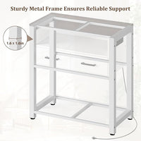 40-49 Gallon Fish Tank Stand with Two Storage Drawers, Heavy Duty Aquarium Stand with Waterproof Mat, Sturdy Metal Frame, 800 LBS Capacity Storage Cabinet, White