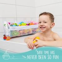 2 x Mesh Bath Toy Organizer + 8 Ultra Strong Hooks - White Long XL - image 3