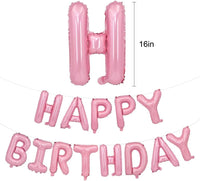 TONIFUL 16 Inch Black Happy Birthday Balloons Banner Decorations - Pink - image 2