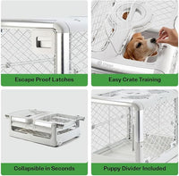 DIGGS Revol Collapsible Dog Crate with Wheels - Premium Portable Dog Crate - Safe, Stylish, and Convenient Indoor Kennel (Ash, Medium)