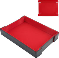 Buweeo magnetic folding PU leather dice rolling tray with red felt lining - view 2
