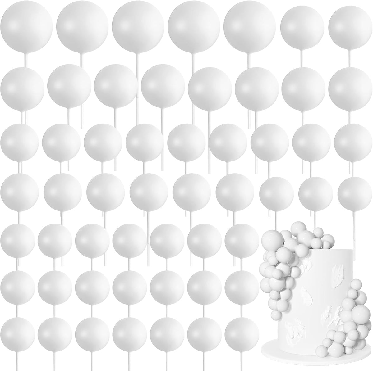 75 Pieces Cake Balls Topper Decorations Foam Cupcake Topper Mini - White