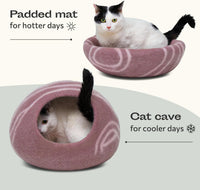 Cat Cave, New Zealand Wool Bed for Indoor Cats - Rose Gold / Large - image 4