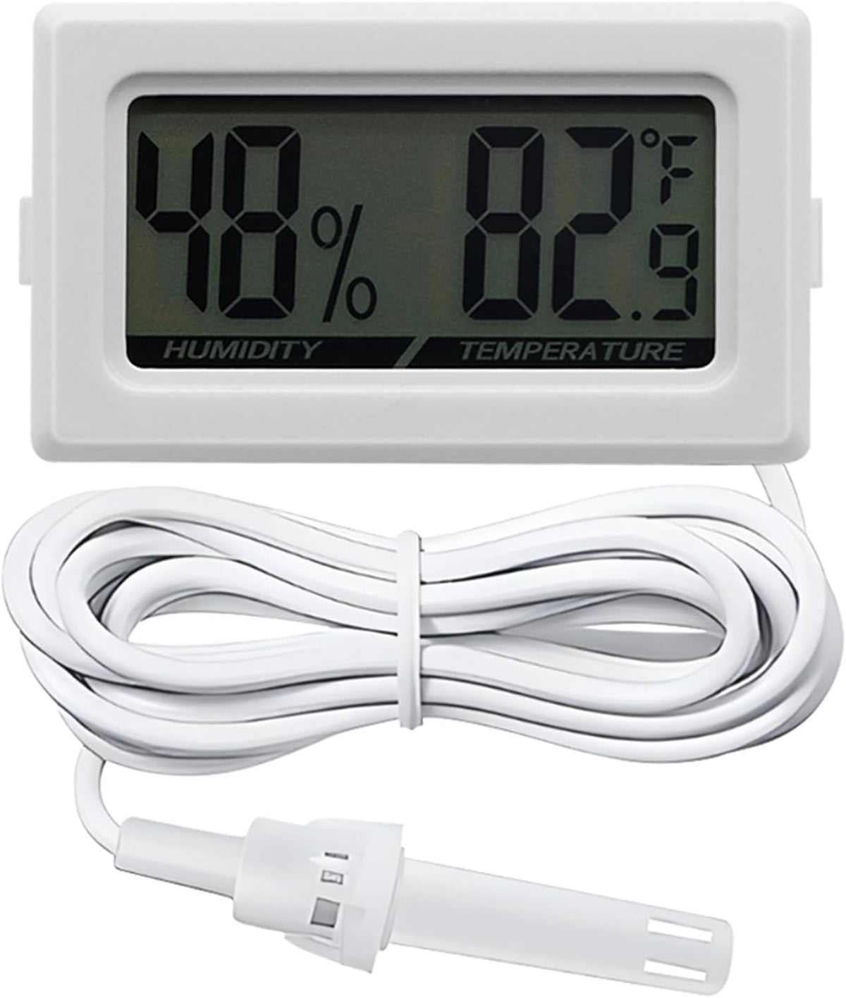 Digital Probe Thermometer Hygrometer for Reptiles - White
