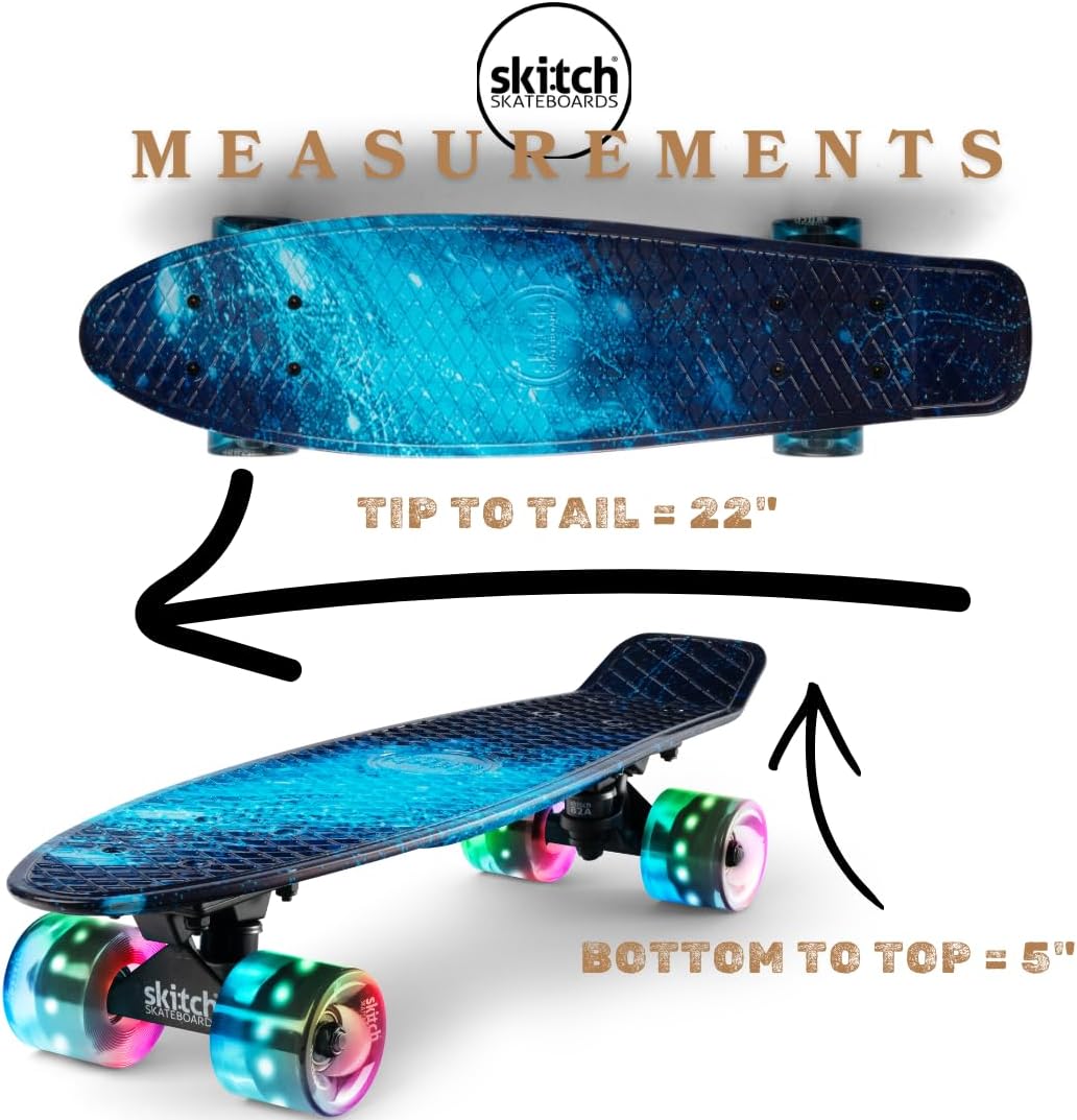 SKITCH Skateboards for Kids, Teens and Adults - Blue Galaxy LED+ - image 4
