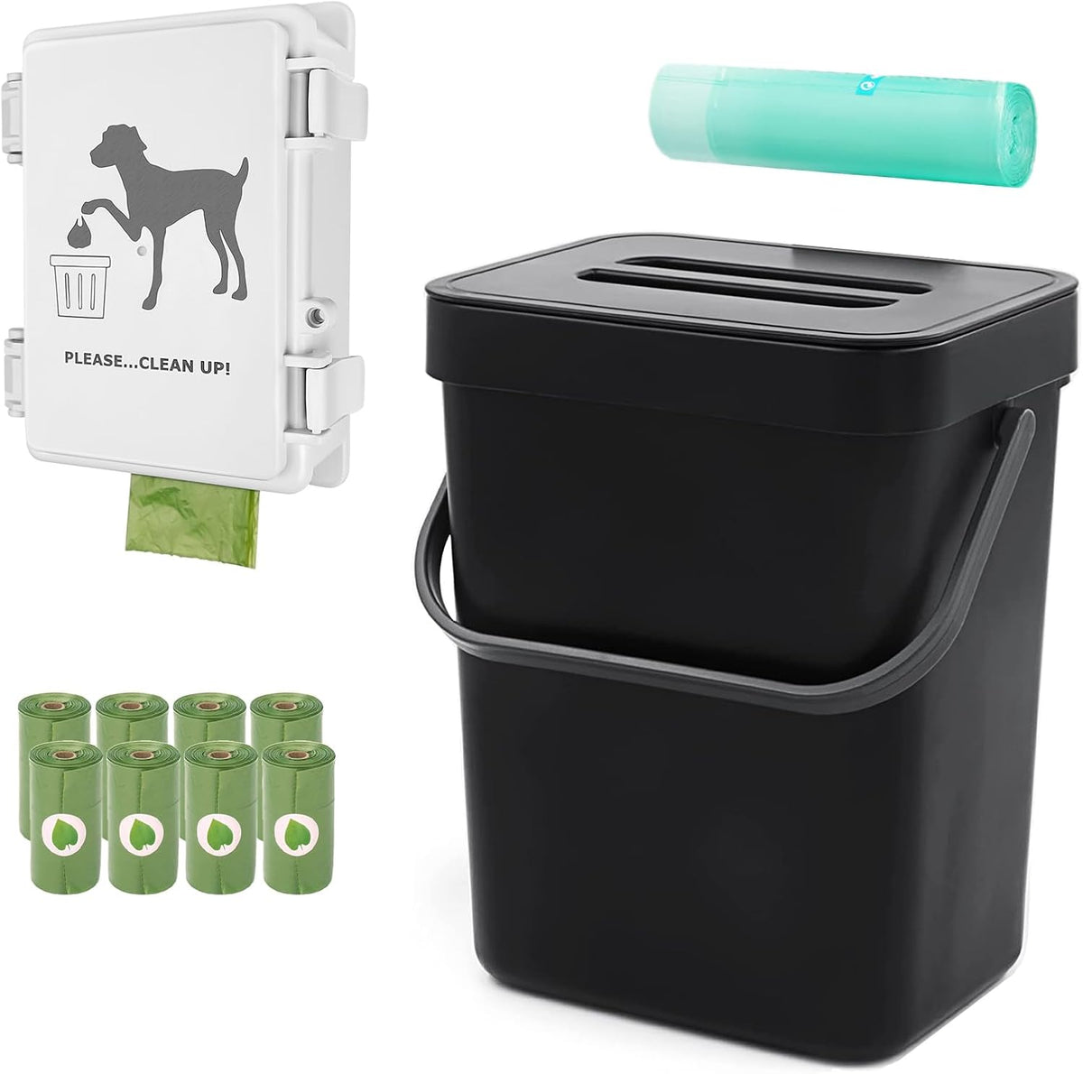 Small Dog Waste Station for Home 1.3Gallon/5L Mountable Doggie Trash - White