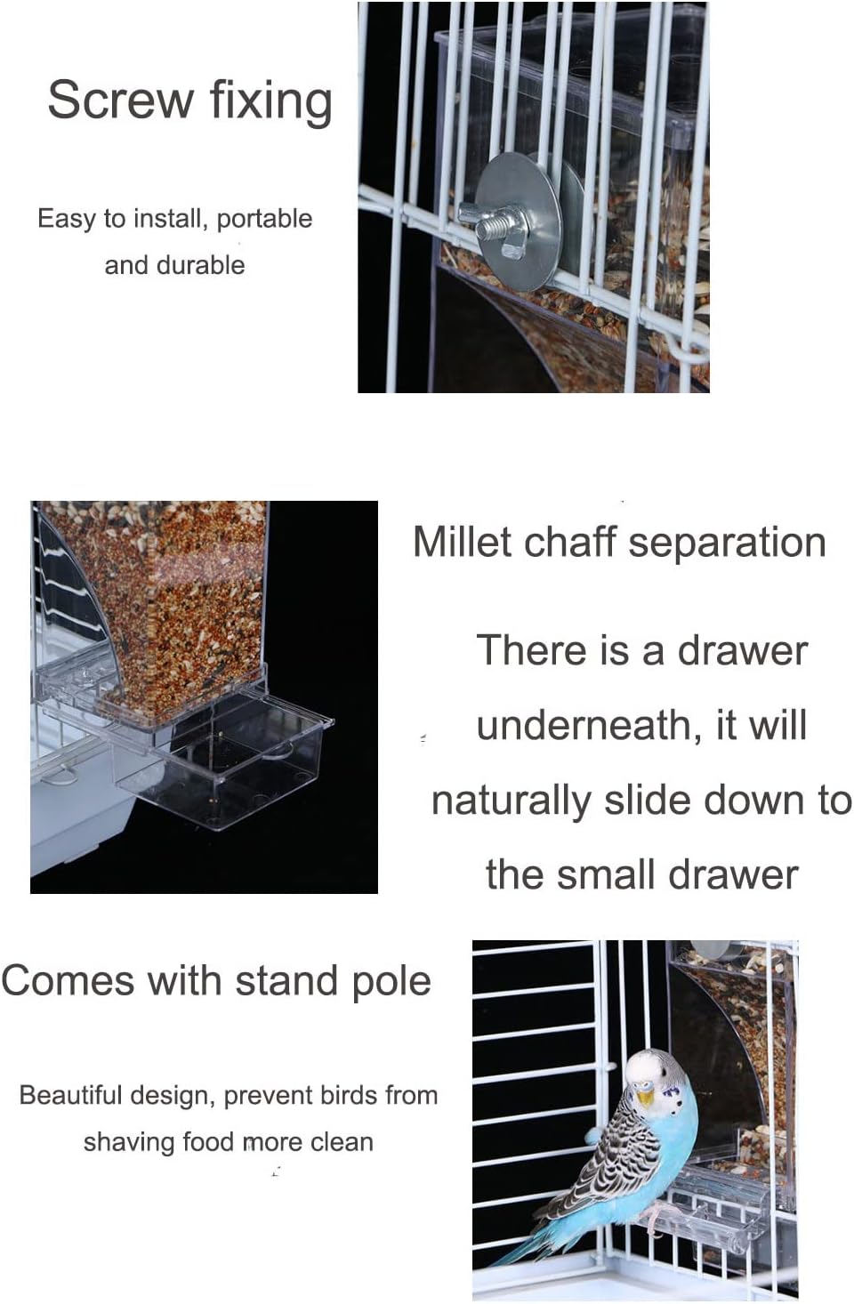 Bird Parrot Feeders, No Mess Bird Feeder for Cage - image 4