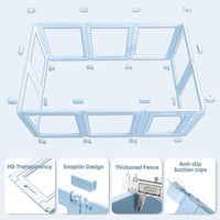 Clear Acrylic Dog Playpen,Transparent DIY Dog Pen,Easy Assembly and Disassembly,Indoor and Outdoor Use,Simple Cleansing Fence (Sky Blue, 60CM, 10 Panel)