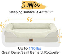 Washable Orthopedic Large Dog Bed - Removable Waterproof Cover with Bolster Machine Washable Extra Large Dogs Beds Foam Support XL Big Pet Beds