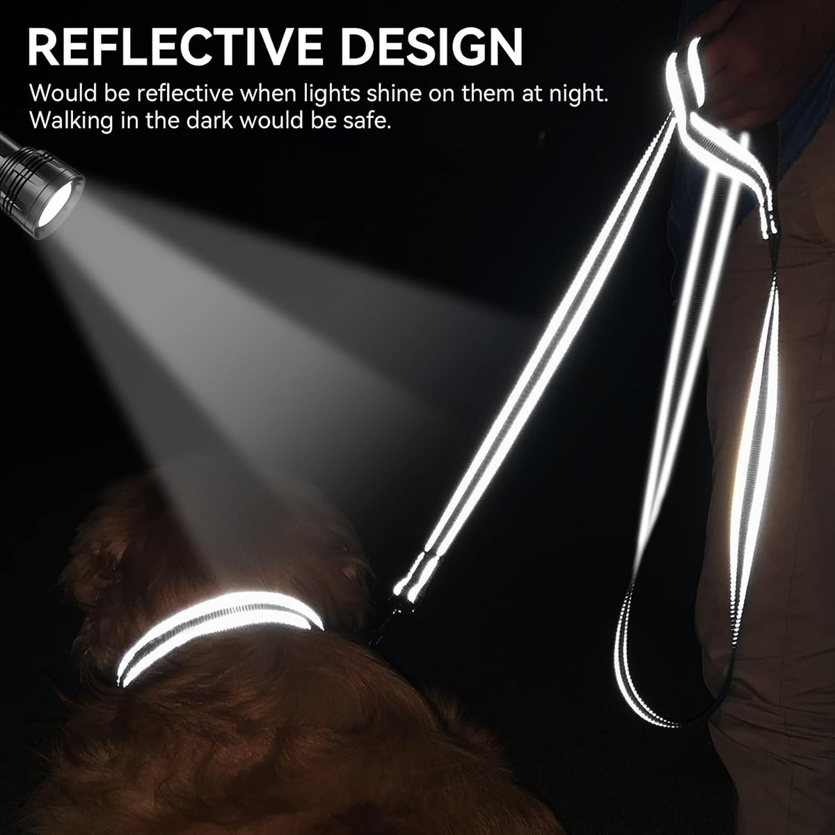 Joytale Reflective Dog Leash for Medium & Large Dogs - 4 ft Narrow / Black - image 2