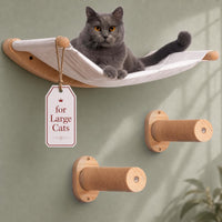 Large Cat Wall Hammock with 2 Climbing Steps – 21" Wall-Mounted Bed for Big Cats