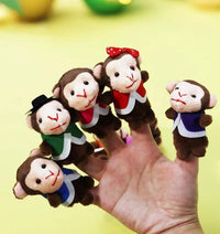 7-pack of plush 5 little monkeys finger puppets for kids storytelling - view 2