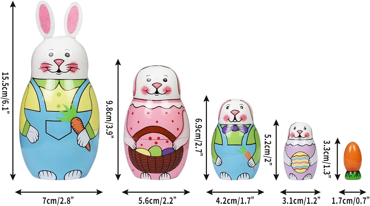 HYCLES Nesting Dolls Russian Matryoshka Wood Stacking Nested Set - ⑥ rabbit - image 2