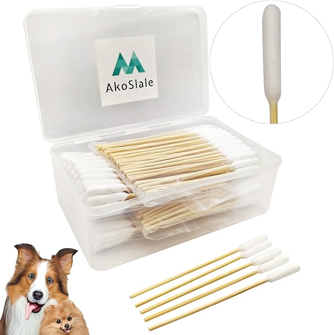 Long Cotton Swabs for Dog Ear Cleaning, 200pcs, 4.7 Inch Biodegradable Cotton Tips, Ideal for Ear Care & Wound Treatment, Portable Size, Eco-Friendly