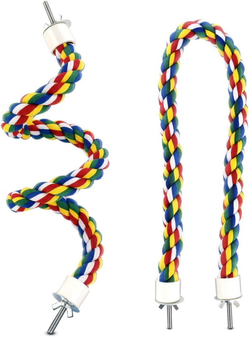 23.6 Inches Colorful Rope Perch for Bird Bungee Climbing Swing Parrot – Essentials for Birds - 23.6 inches