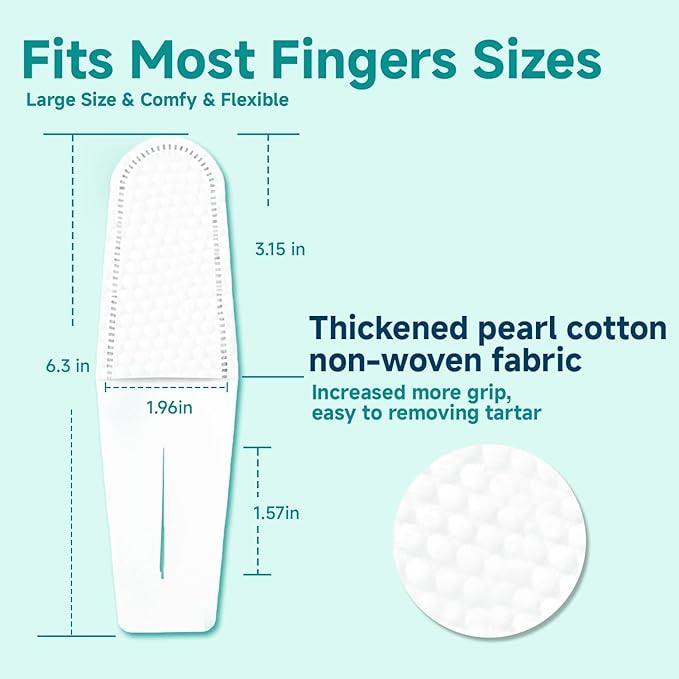 Pet Dental Finger Wipes for Dogs & Cats, Dog Teeth Cleaning Wipes Tooth Brushing Kit by Remove Plaque and Tartar & Freshens Breath Buildup No-Rinse Dog Finger Toothbrush Mint Flavor