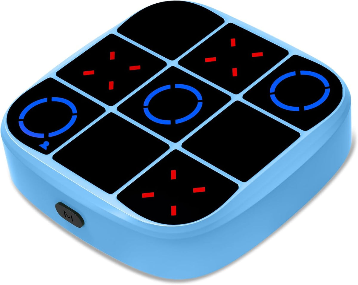 Tic-Tac-Toe Bolt Game, 4-in-1 Handheld Puzzle Games Console, Electronic Tic-Tac-Toe Game - Blue / M(Classic)