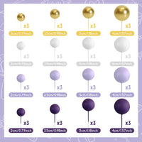 48 Pcs Balls Cake Topper Decorations Balloon Cupcake Toppers Foam - A04-purple, Light Purple, White, Gold - image 2