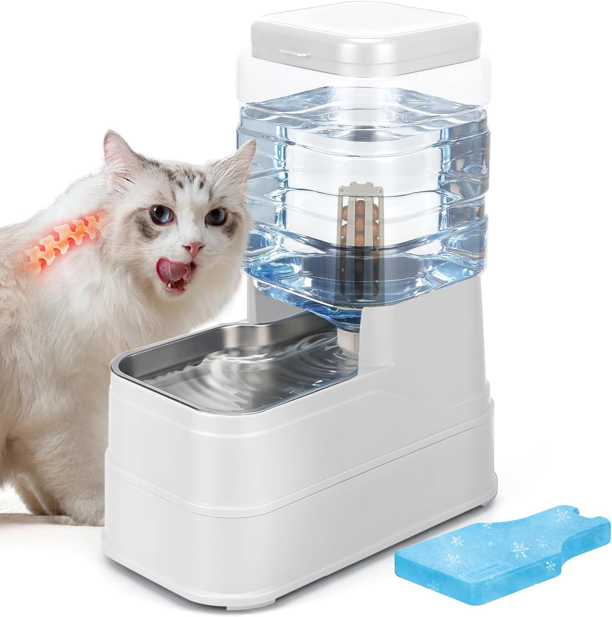 1.1 Gallon Pet Automatic Dog Water Dispenser Cat Gravity Waterer - White / 6L(1.6 Gallon)