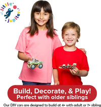 Little Jupiter DIY Wooden Kits w/Stickers, Kids Building Kit - Open and Closed Wheel Race Cars - image 2
