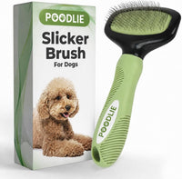 Poodle Pet Slicker Brush, For Dogs, Cats, and Rabbits - Green / Regular Size