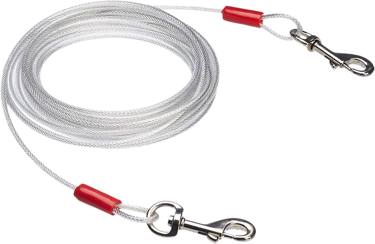 Amazon Basics Rust-Free Steel Wire Tie-Out Cable for Large Dogs up - White / 25 Feet (Pack of 2)