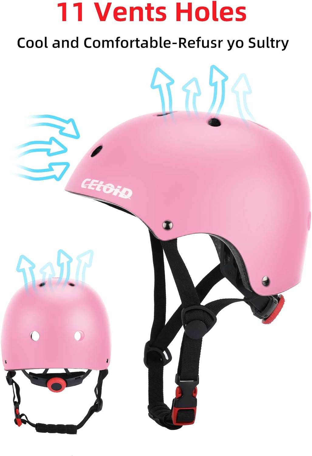 Kids Bike Skateboard Helmet Pad Set - S(18"-20.5"/ 2 -7years) / Pink - image 3