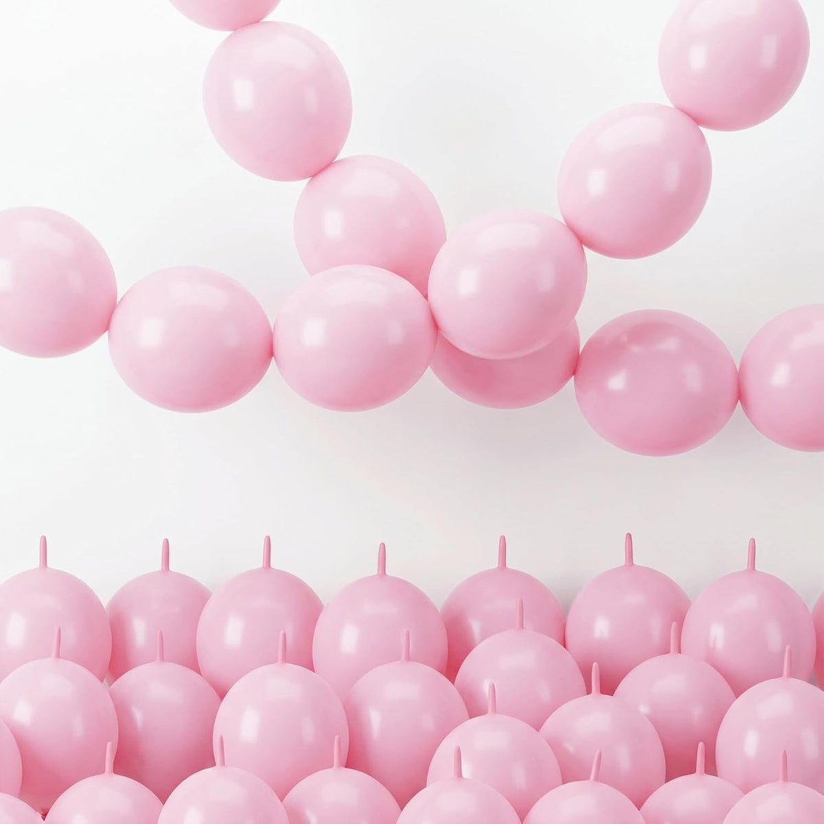 Pearl White Linking Balloons for Wedding Bride Shower Mermaid Party - Baby Pink / 10 inch