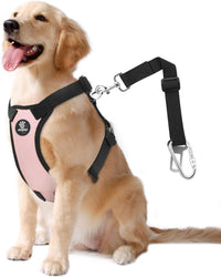 Dog Seat Belt Vest Harness for Car - Light Pink / L (Chest: 22-32.3", Neck: 16.9-26")