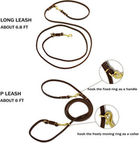 Multi Function 8ft Leather Dog Leash - Brown / 8ft*3/8inch - image 4