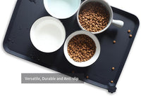 Hoki Found L Silicone Non Slip Pet Dog Cat Bowl Mats - Placemat, Waterproof Food Mats for Carpet - Black
