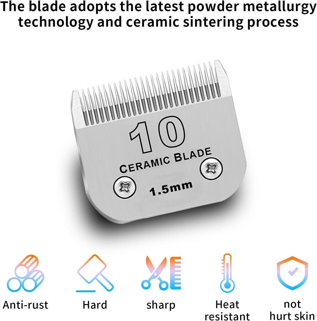 10# Dog Grooming Ceramic Blades, Compatible with Andis, Oster A5 - 3pc 10:1/16''(1.5mm) / Silver - image 2