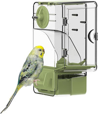 Automatic Bird Feeder, Bird Cage Feeder with Perch Multi-Functional Holder for Fruits Vegetables - Green