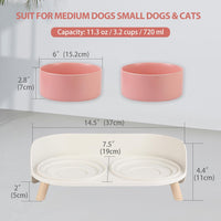 Elevated Ceramic Dog Bowl Set - Pink / Medium - image 2