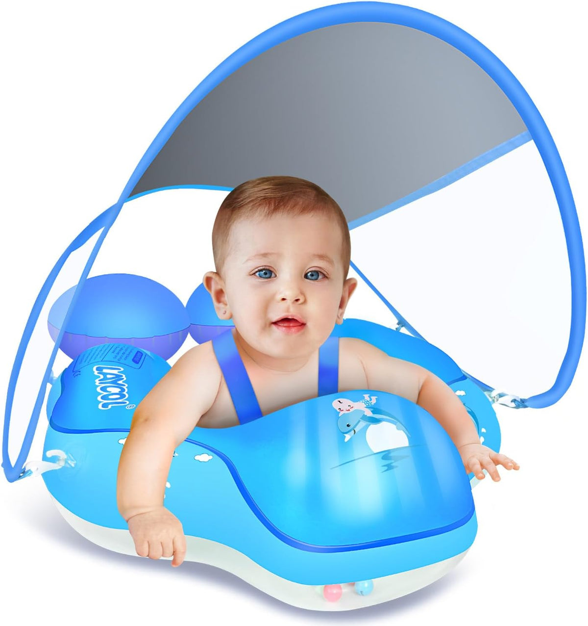 Baby Pool Float with Canopy UPF50+ - Deep Blue / Small