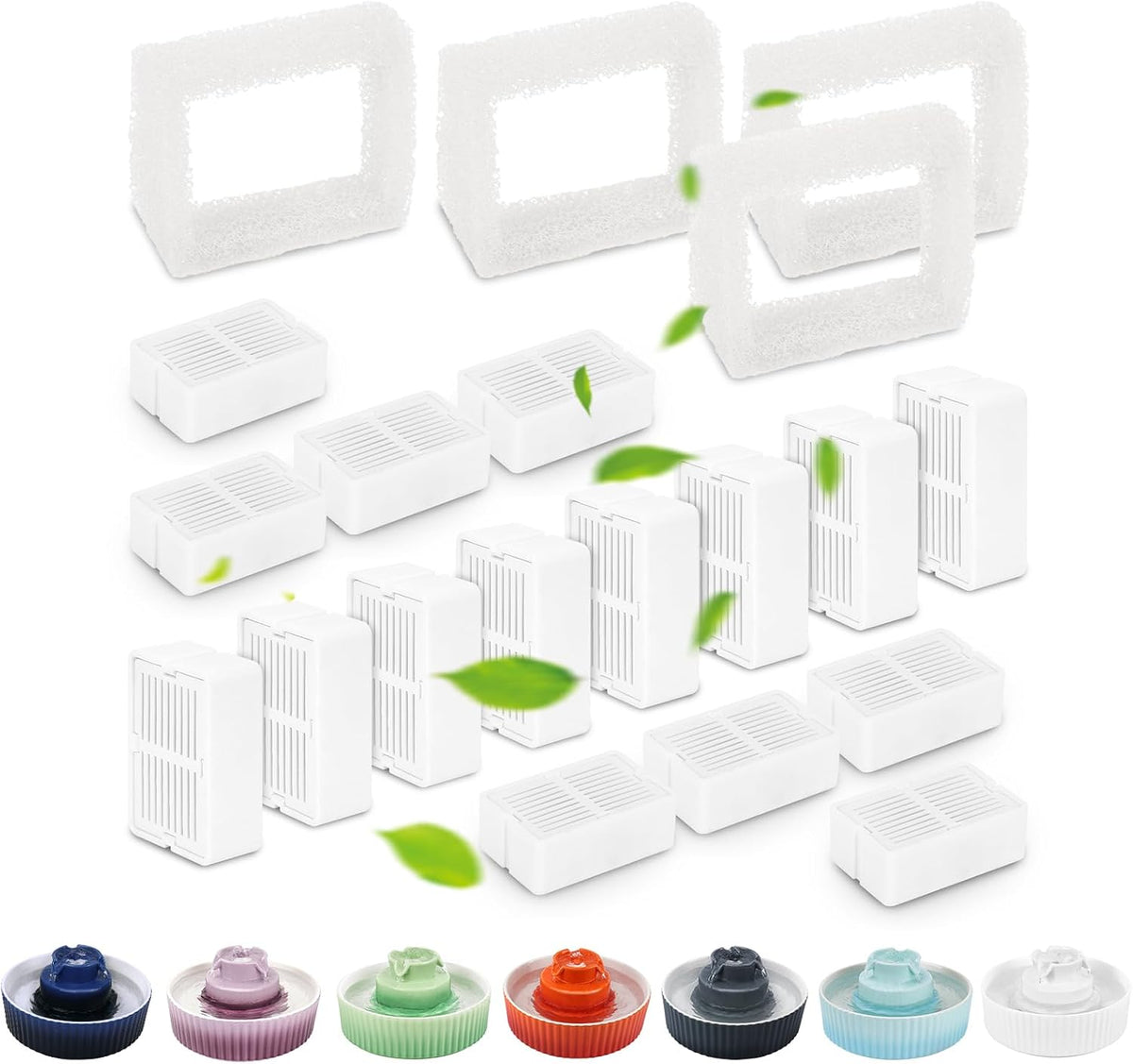 Lawfery Ceramic Cat Water Fountain - 16 Filters+4 Sponges