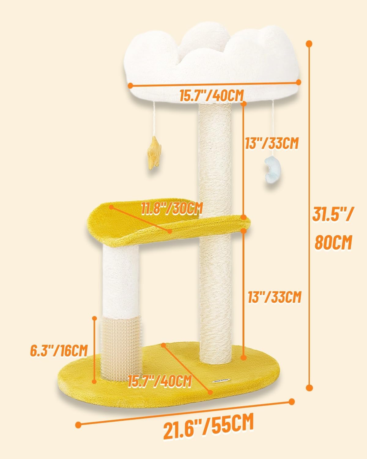 Cat Tree, Cloud Cat Tower with Soft Bed - 31.5" with Scratching Posts - image 3