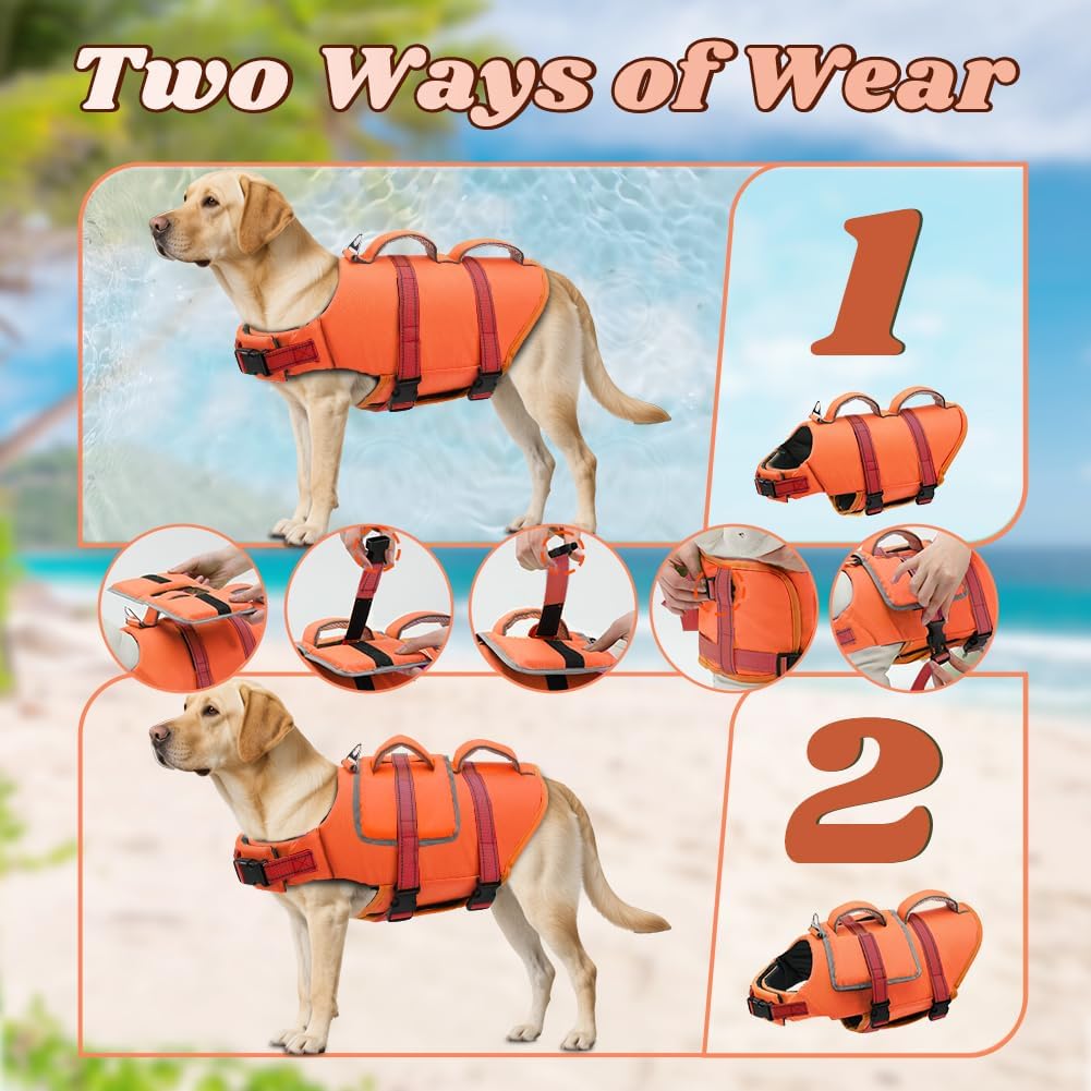 EMUST Dog Life Vest for Swimming - Large / New Orange - image 4