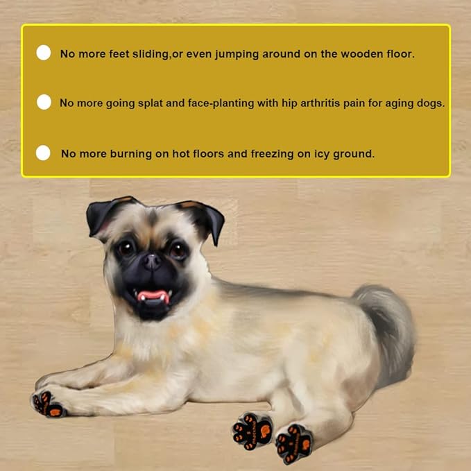 Dog Paw Pads Anti-Slip Grips,Dog Paw Protectors for Senior Dogs on Hot Pavement,Provides Traction to Keep Them from Slipping on Smooth Floors 20 sets-80 Pads Black L